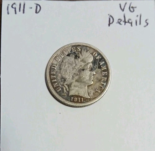 1911 D Barber Dime VG Details