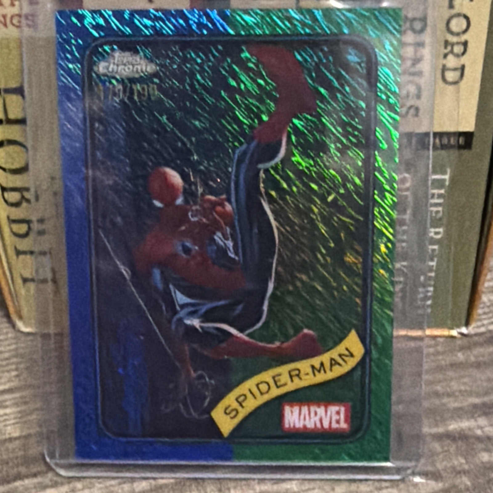 2025 Topps Chrome Marvel Spider-Man Blue/Green Shimmer  179/199!