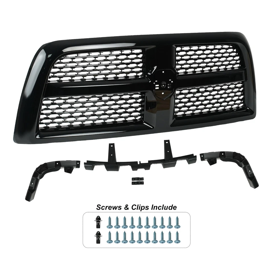 Front Bumper Grille Grill For 2010-2018 Ram 2500/3500 Upgrade Gloss Black Foto 3 de 4