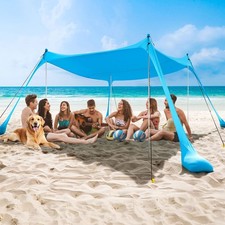 BRONOM Beach Canopy Beach Tent 11X11 FT Beach Shade Canopy UPF50 Sun Protection