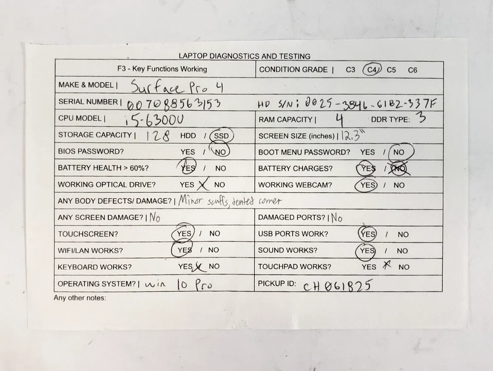 Lote de 3 Microsoft Surface Pro 4 12.3" i5-6300U 4GB RAM 128GB SSD Win 11 Pro Foto 3 de 4