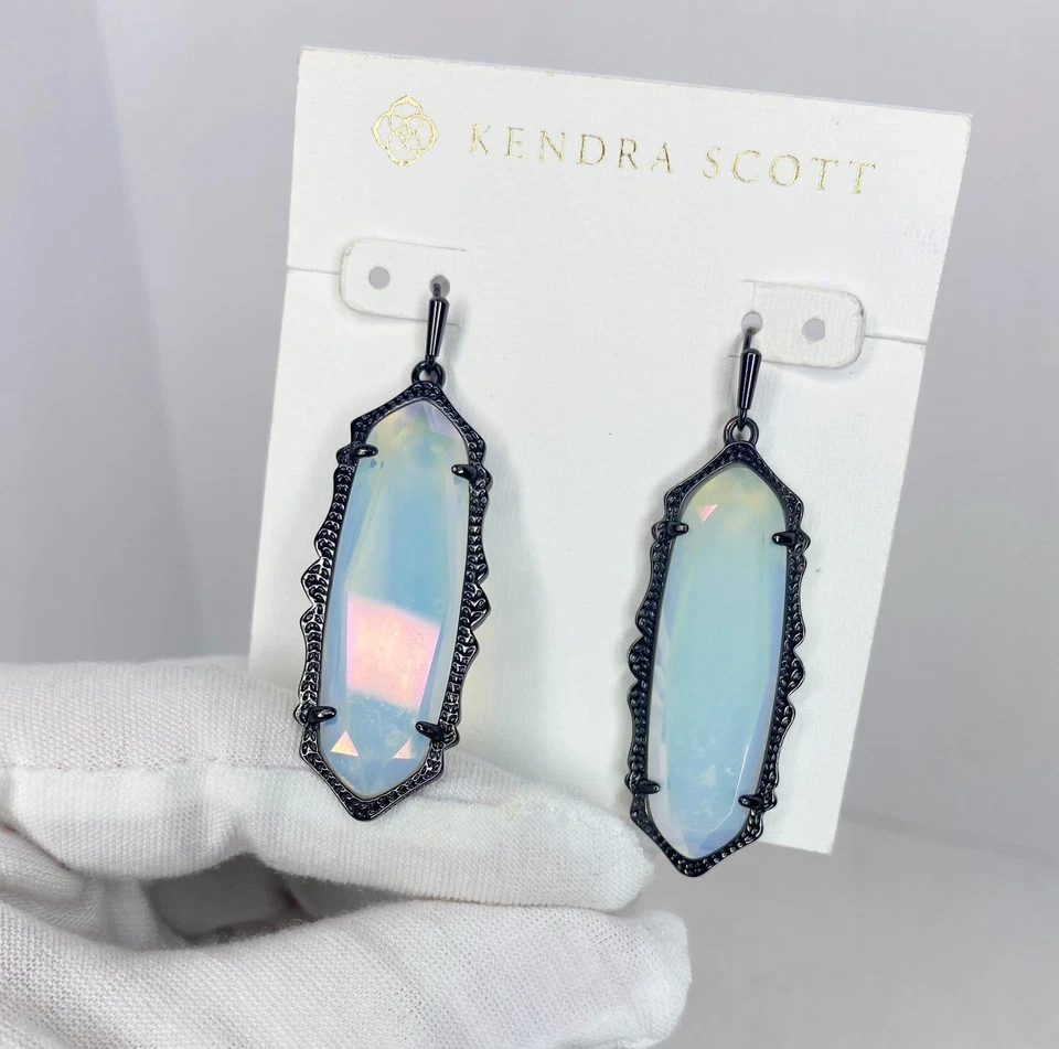 Kendra Scott Mystic Bazaar Francie Drop earrings Iridescent Opalite Gunmetal - Image 4 of 4