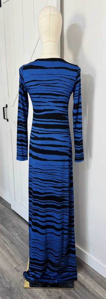 Maxi Vestido Rachel Pally Talla Xs Tormentoso Pintado Cobalto Rayas Manga Larga Modal Foto 4 de 4