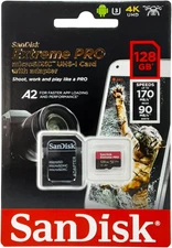 Extreme Pro SDXC UHS-I U3 A2 V30 128GB + Adapter, SDSQXCY-128G-GN6MA