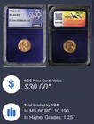 1954-S 1C Lincoln Wheat Cent NGC MS66 RD TreaderBea Purple Core! $30 PRICE GUIDE