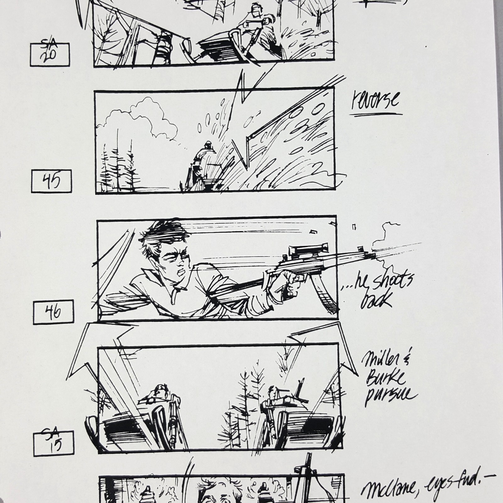 Image 5 of Die Hard 2 - Production Used Storyboard, Bruce Willis Snowmobile Chase, Prop 14