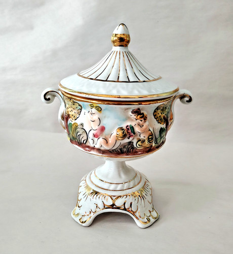 Capodiamonte Grannycore Italian High Relief Lidded Compote Jar