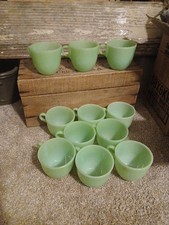 Set of 11 Fire King Jadeite Cup O Ring Handle Restaurant Ware Made In The USA