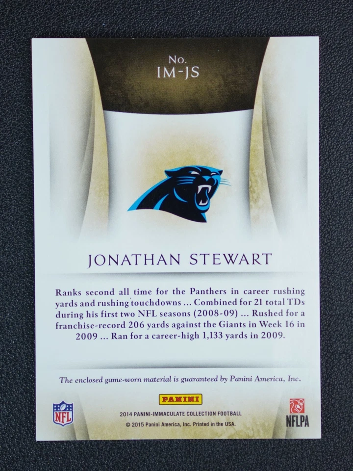 2014 Panini Immaculate Collection Jonathan Stewart Patch Auto /50 - Image 2 of 2