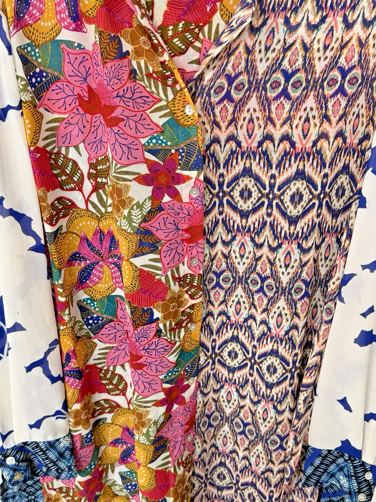 Rose & Olive Multicolor Patchwork Flowey Button D… - image 4