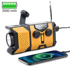 Emergency Hand Crank Solar Radio LED Flashlight NOAA 2000mAh