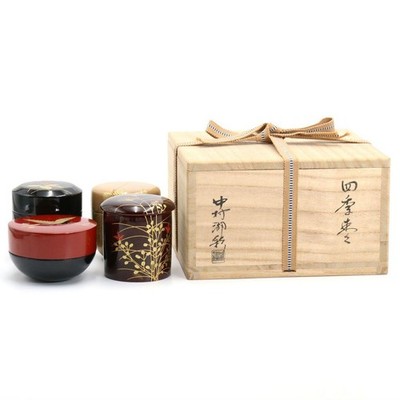 Japanese Natsume White Urushi Makie Nakamura Kosai Tomobako Snow Pattern