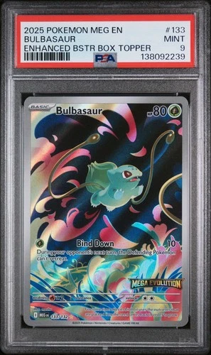 Bulbasaur 133/132 Enhanced Topper Promo Stamp Mega Evolution Pokemon PSA 9