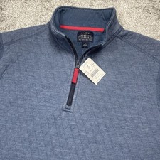 NEW J Crew Factory Fleece Quilted Diamond Half-Zip Men's Union Blue Pullover