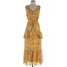 New Taylor Women's Size 8 Yellow Floral Tiered Maxi Dress Party/Cocktail Boho
