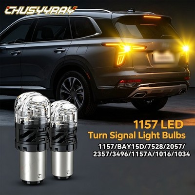 2X 1157 LED White/Amber DRL Switchback Turn Signal Indicator Parking Light Bulbs
