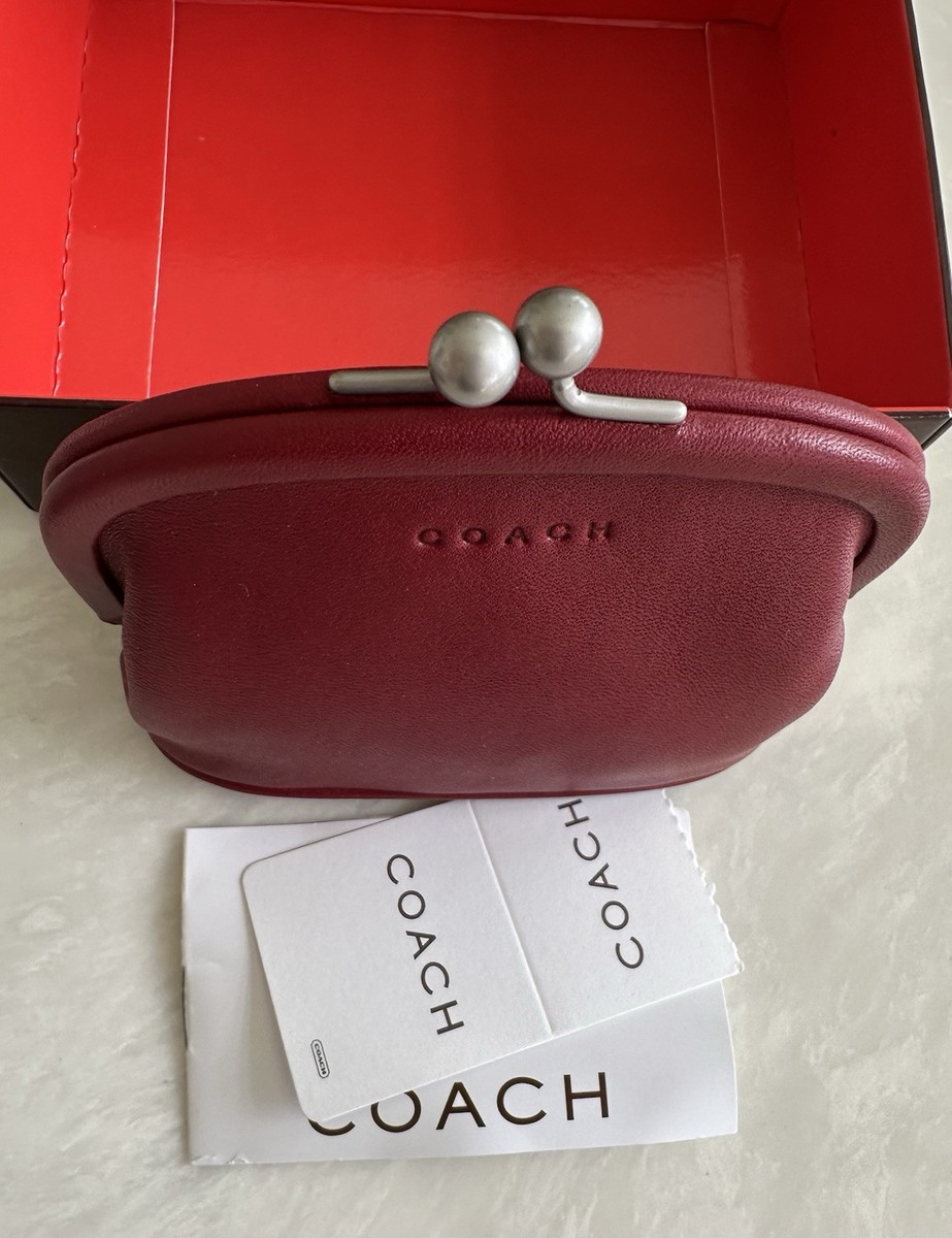 小物 Vintage Coach Kiss Lock Coin Case Red NWT COACH VINTAGE RED LEATHER KISSLOCK COIN PURSE POUCH