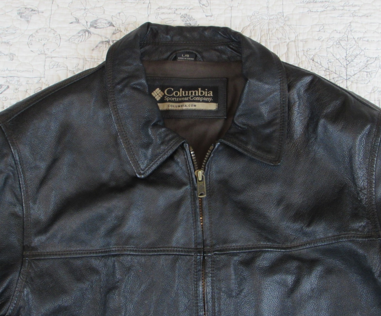 Columbia Sportswear Vntg  Men’s  Black Leather bomber moto Jacket Size: Large L image 2