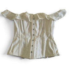 Corset Story Off White Shoulder Ruffle Steel Boned Corset  Women's UK14/US10 M/L