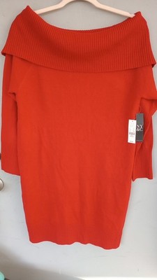 NWT New York & Company $60 Soho Street Red Tunic Sweater M Christmas Holiday