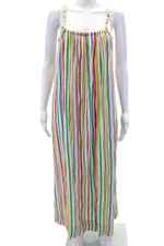 Zara Womens Scoop Neck Striped Maxi Sundress Multicolor Size M