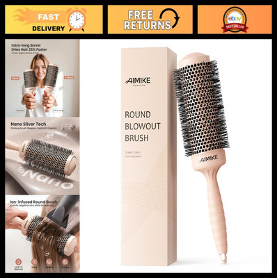 Extra Long Round Hair Brush 2.1  - Nano Ceramic & Ionic Tech for Blow Drying, Cu