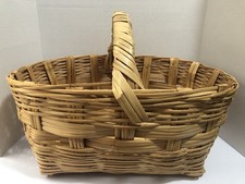 Vintage large woven French Country deep Gathering Basket Farmer's Market 19 x13"