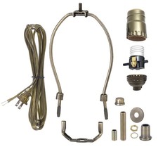 B P Lamp Antique Brass Finish Table Lamp Wiring Kit with a 10 Inch Harp and