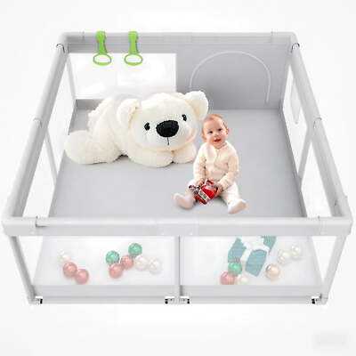 Easy4Home 47'' Large Baby Playpen for Toddlers, Gray