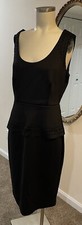 Metaphor Peplum Tiered Cut Out Sleeveless Midi Dress Black Size Medium LBD