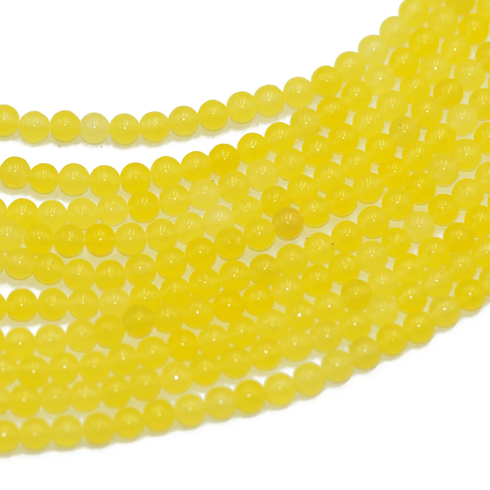 Filo Di Pietre Giada Giallo Rotondo 4mm Perline Per Collana Creazioni - Immagine 2 di 3