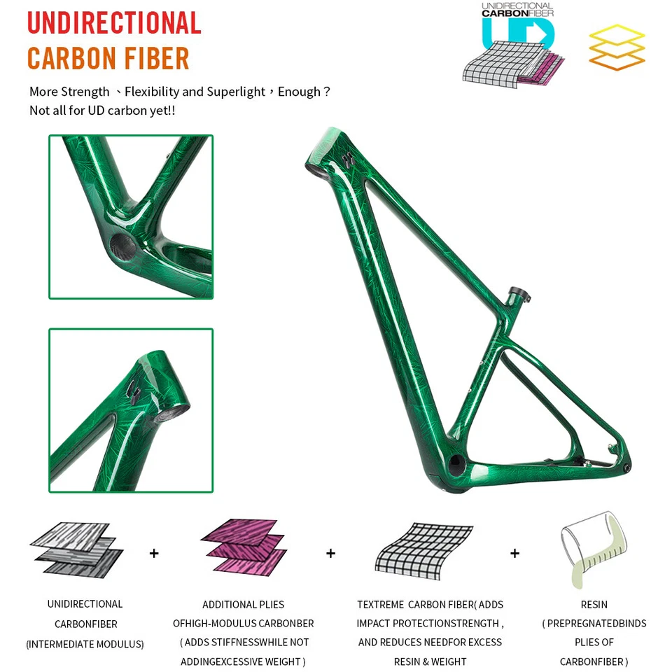 AIRWOLF Carbon 29er Boost MTB Rahmen Hardital Bike XC Cyclocross Fahrrad Crystal - Bild 2 von 4