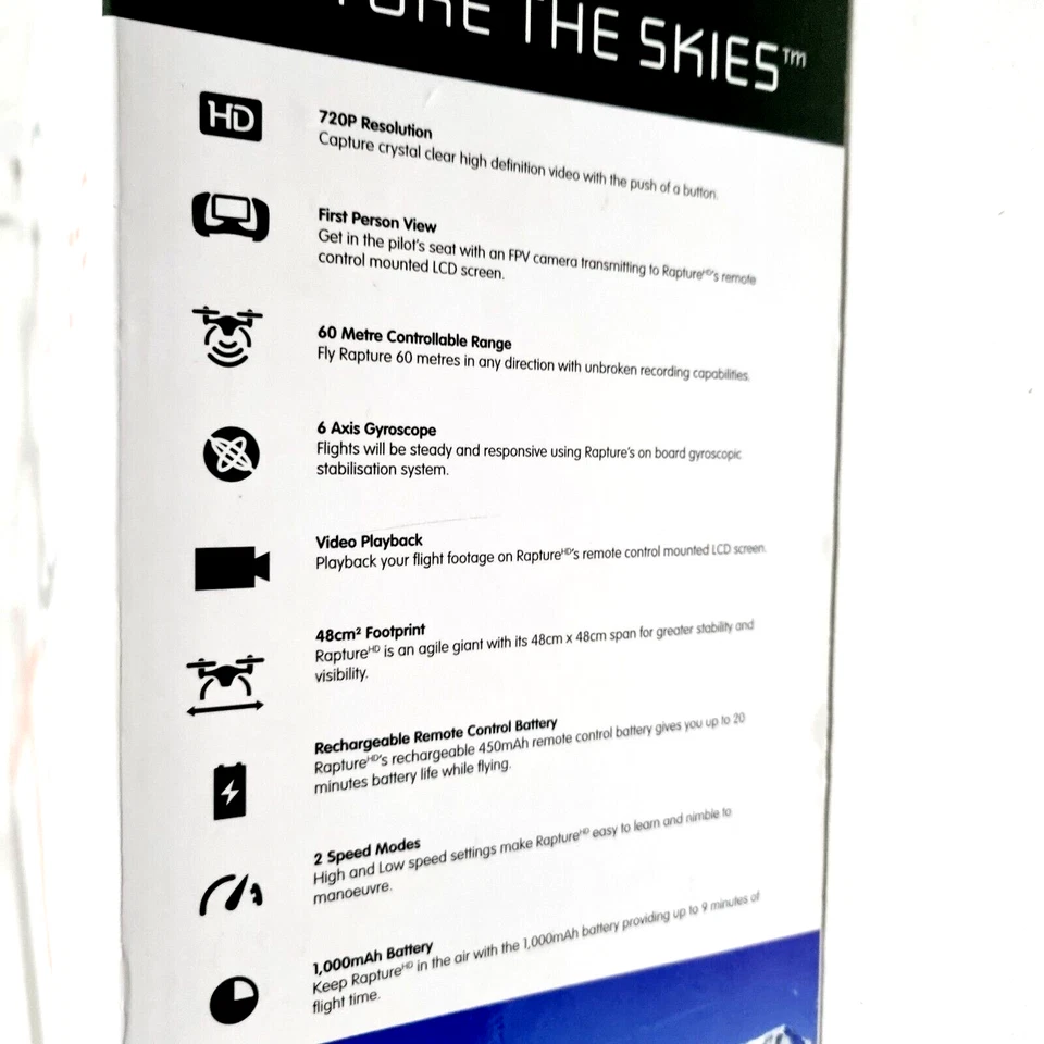 Zero X Drone  6 Axis Rapture ZX-RHD Full HD Camera 720P FPV Black RP $399 - Image 3 of 4