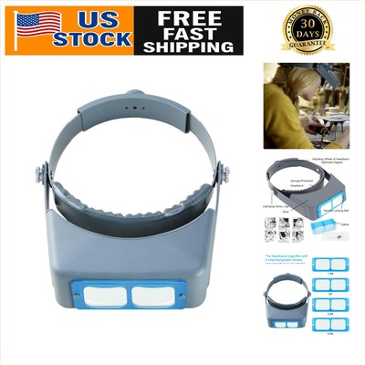 Headband Magnifier with 4 Interchangeable Lenses for Optimal Precision Work