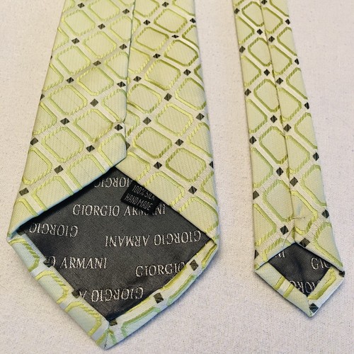 Giorgio Armani Black Label Neck Tie Light Green 3D Geometric 100% Silk Italy New - Picture 6 of 10
