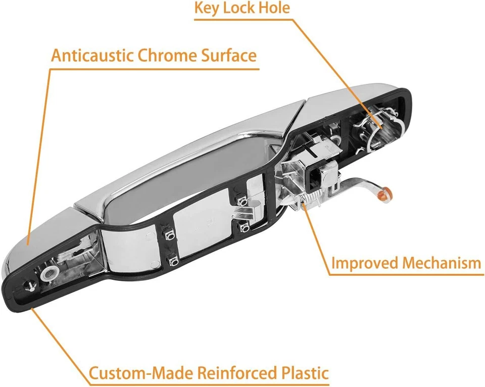 4X Chrome Exterior Door Handle Set For Chevy Tahoe GMC Yukon Sierra Denali 07-13 - Image 2 of 4