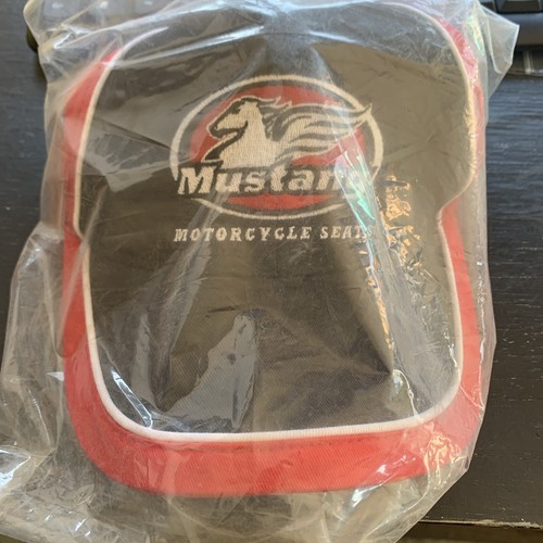 MUSTANG MOTORCYCLE SEATS BLACK/RED PEAGUSUS HAT NEW IN BAG