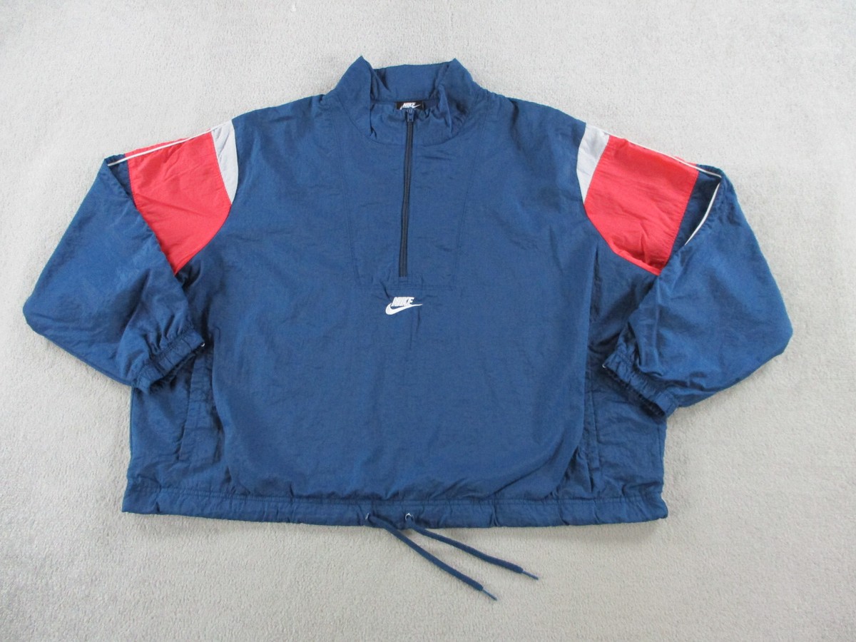 Nike Jacket Womens XL Blue Red Heritage Woven Lightweight