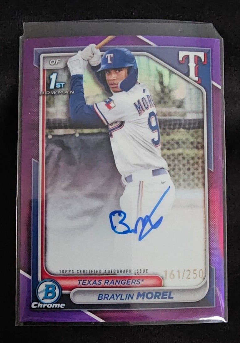 Braylin Morel 2024 Bowman Chrome 1st Bowman Purple Refractor Auto /250 TEX