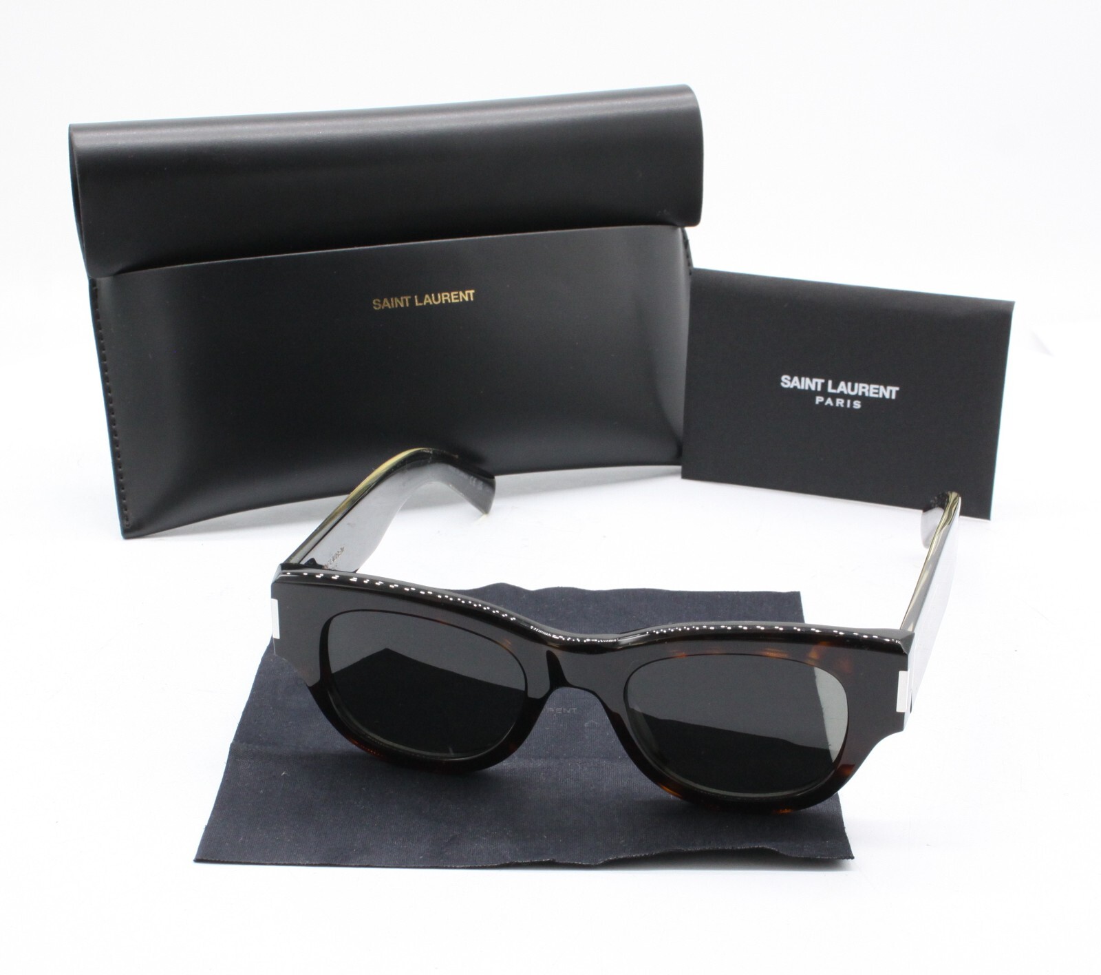 OCCHIALI DA SOLE UNISEX YSL SAINT LAURENT SL 573 MONTATURA TARTARUGA NERA PREZZO CONSIGLIATO £ 385 ANNUNCIO