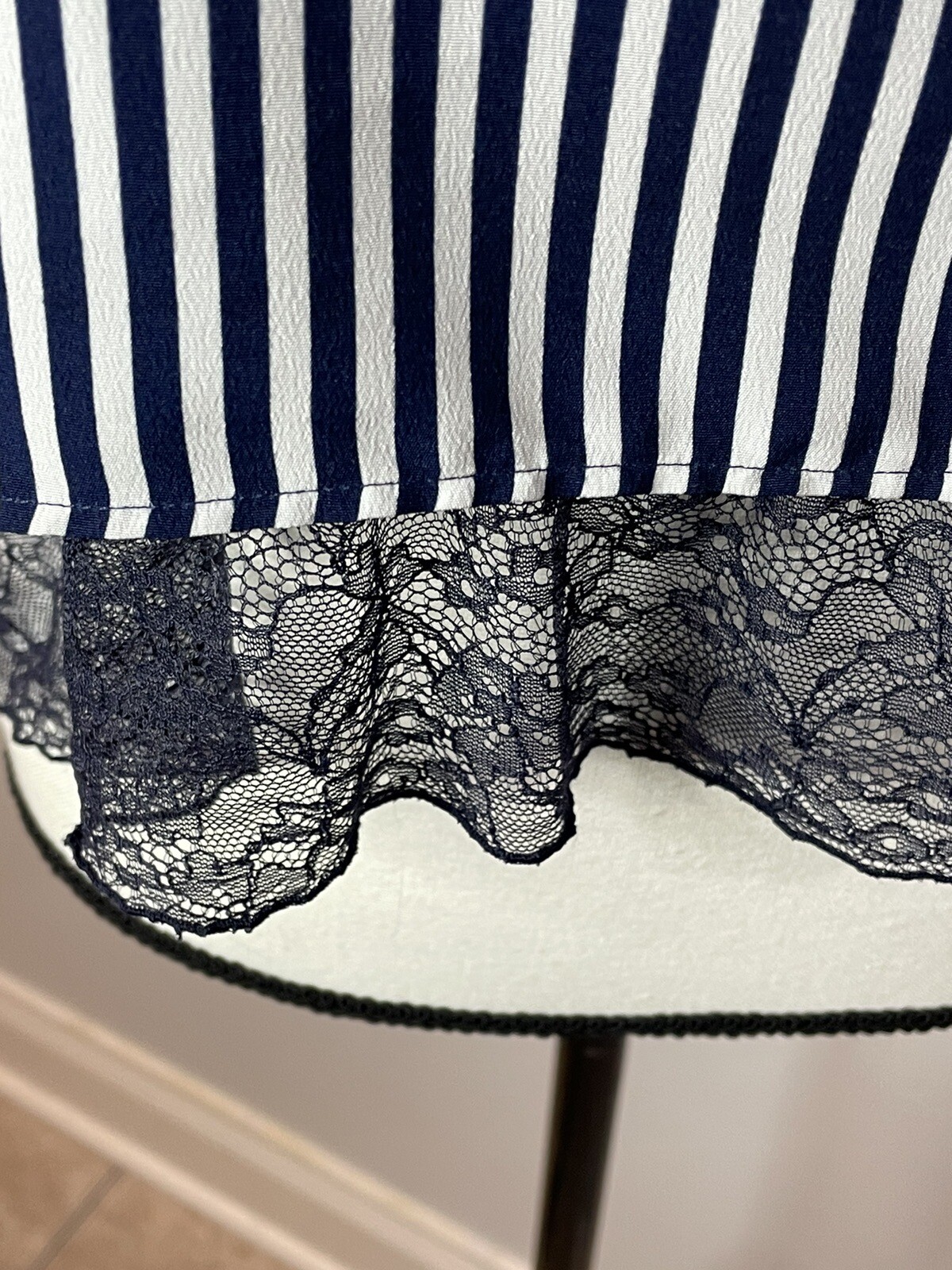 Zara Basic Women’s Small Striped Ruffled Blue & W… - image 5