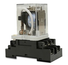 New JQX-38F 24VDC 11 Pin 3PDT Coil Power 40A Relay With Socket - R40A24VDC