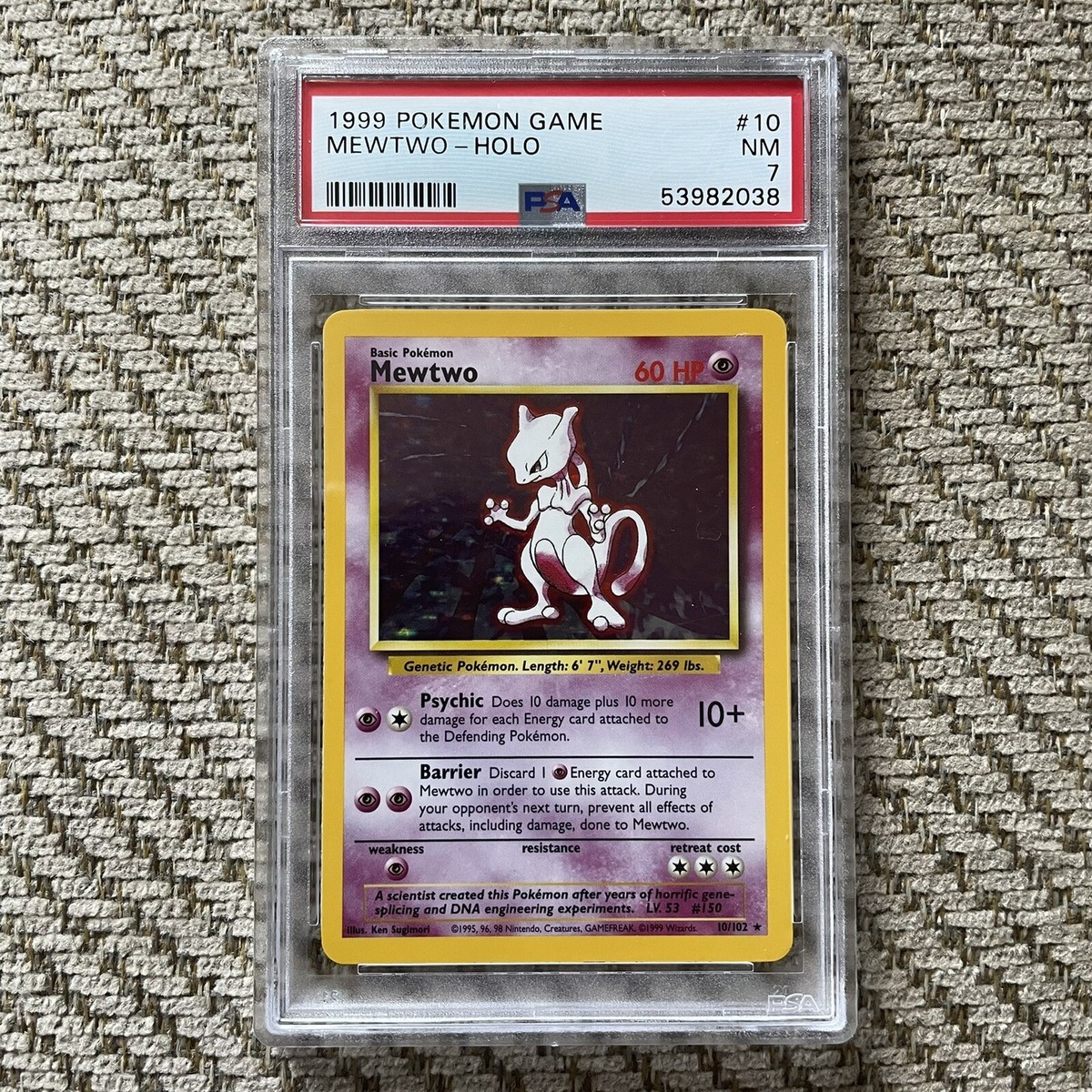 【PSA10】H7-SEC PSA 7 NM Mewtwo 10/102 Base Set Holo Pokemon Trading Card