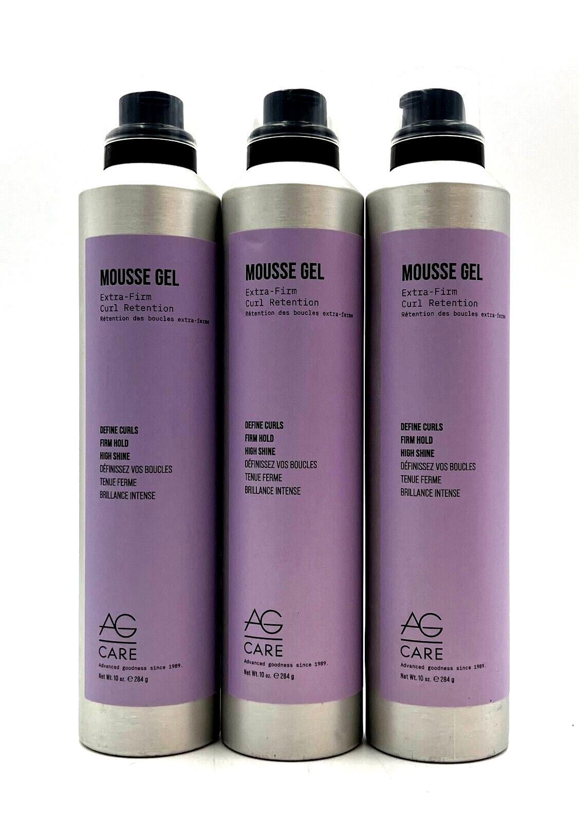 AG Care Mousse Gel Extra-Firm Curl Retention Curls 10 oz-3 Pack