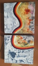 2 quadri arte Tecnica mista, Pasta materica, Acrilico, Resina, Bombolette spray