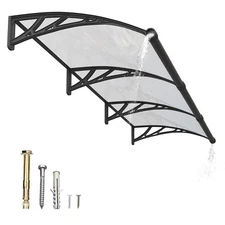 Solid Polycarbonate Window Awning Door Canopy 32/40/48/60/80" DIY Outdoor Cover