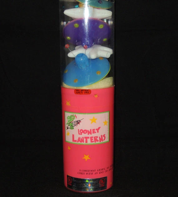 6 luces de fiesta retro de juguete nave espacial + estrellas Looney linterna árbol de Navidad  Foto 4 de 4