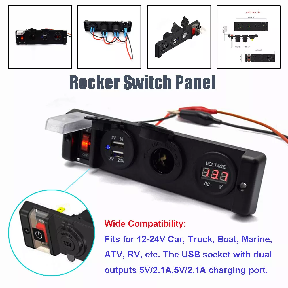 Marine Boat Car RV Voltmeter Dual USB Port 12V Power Socket Hole Panel  Switch eBay