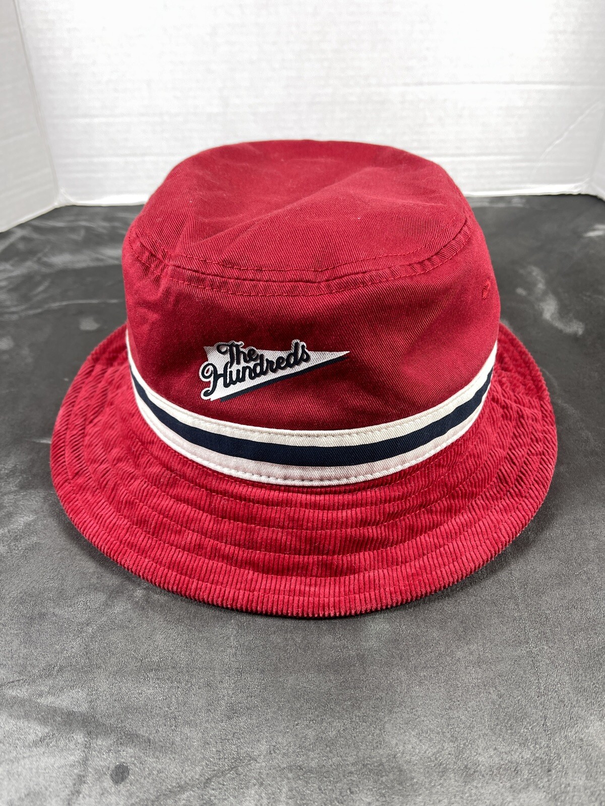 THE HUNDREDS Red Corduroy Bucket Hat 7 3/8 LA Sun Cap
