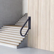 Wall Mount Hand Rails Outdoor Handrail Garage Railing Black Finished for Stairs